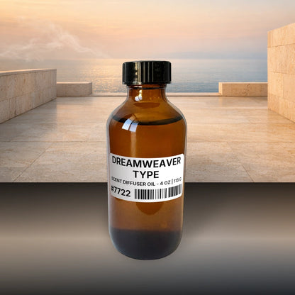 Dreamweaver Type Scent Diffuser Oil - 4 oz | 113 g fragrance bottle image with atmospheric background for Scent Diffuser Oil. Premium lifestyle product photo for fragrance listing.