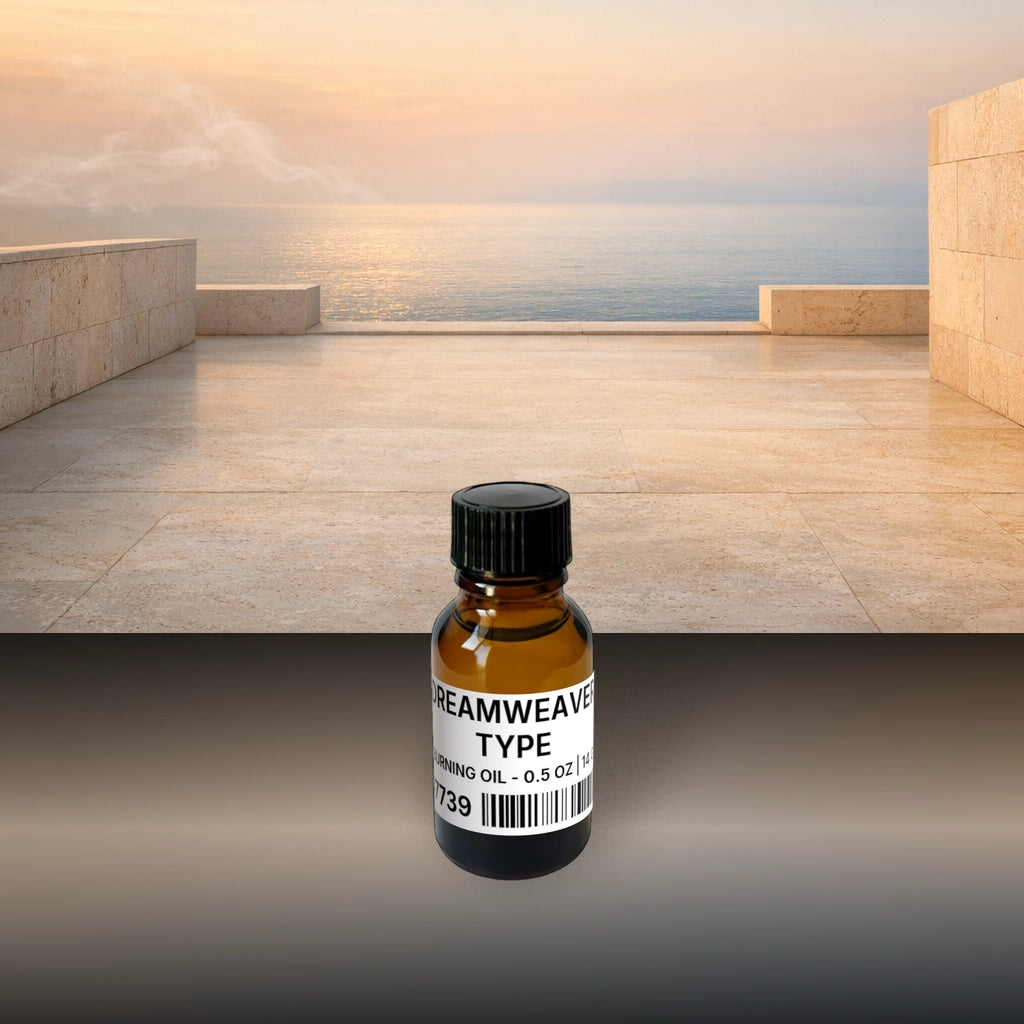 Dreamweaver Type Burning Oil - 0.5 oz | 14 g fragrance bottle image with atmospheric background for Burning Oil. Premium lifestyle product photo for fragrance listing.