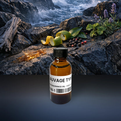 Sauvage Type Pure Fragrance Oil - 1 oz | 28 g fragrance bottle image with atmospheric background for Pure Fragrance Oil. Premium lifestyle product photo for fragrance listing.