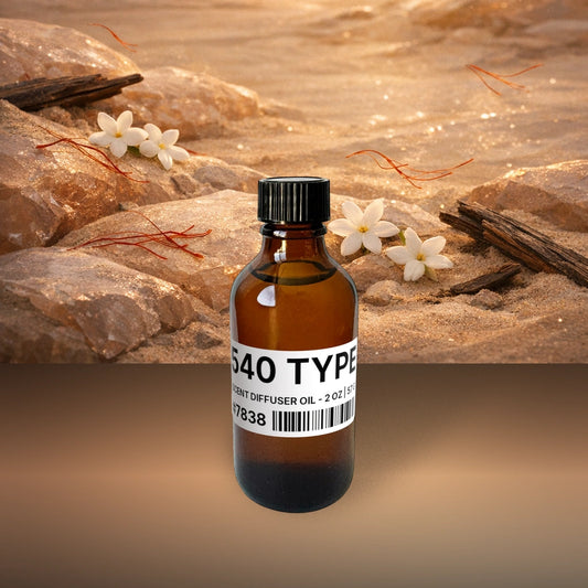 540 Type Scent Diffuser Oil - 2 oz | 57 g fragrance bottle image with atmospheric background for Scent Diffuser Oil. Premium lifestyle product photo for fragrance listing.