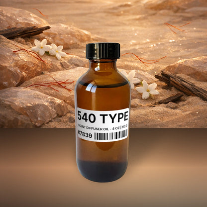540 Type Scent Diffuser Oil - 4 oz | 113 g fragrance bottle image with atmospheric background for Scent Diffuser Oil. Premium lifestyle product photo for fragrance listing.