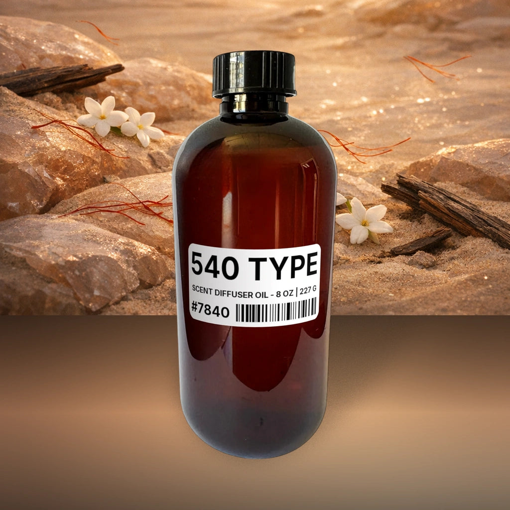 540 Type Scent Diffuser Oil - 8 oz | 227 g fragrance bottle image with atmospheric background for Scent Diffuser Oil. Premium lifestyle product photo for fragrance listing.