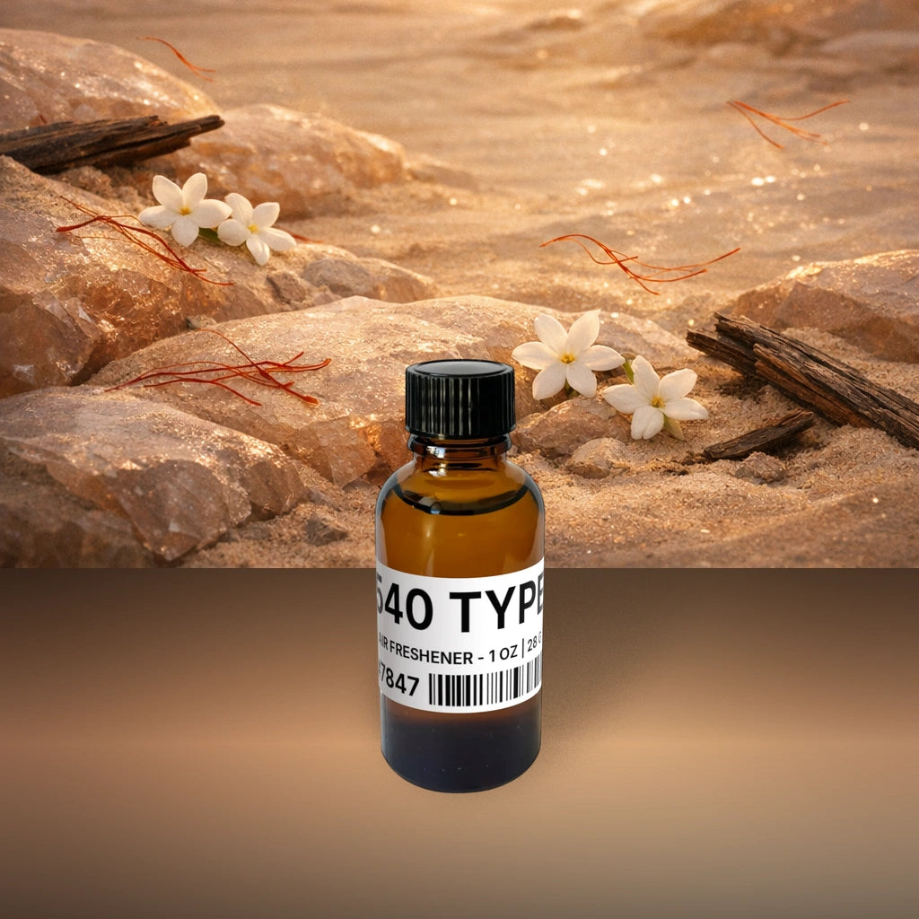540 Type Air Freshener - 1 oz | 28 g fragrance bottle image with atmospheric background for Air Freshener. Premium lifestyle product photo for fragrance listing.