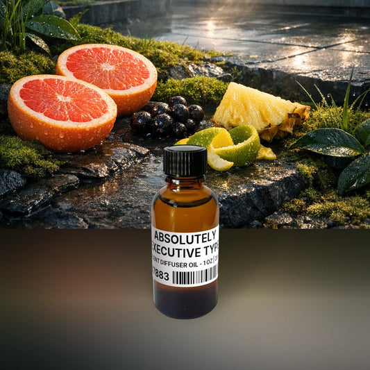 Absolutely Executive Type Scent Diffuser Oil - 1 oz | 28 g fragrance bottle image with atmospheric background for Scent Diffuser Oil. Premium lifestyle product photo for fragrance listing.