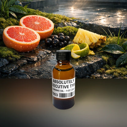 Absolutely Executive Type Burning Oil - 1 oz | 28 g fragrance bottle image with atmospheric background for Burning Oil. Premium lifestyle product photo for fragrance listing.