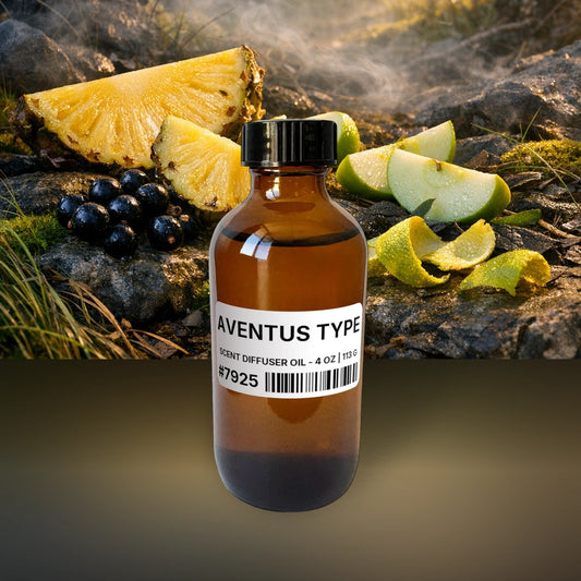 Aventus Type Scent Diffuser Oil - 4 oz | 113 g fragrance bottle image with atmospheric background for Scent Diffuser Oil. Premium lifestyle product photo for fragrance listing.