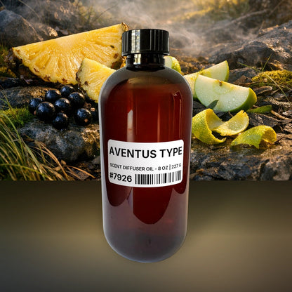 Aventus Type Scent Diffuser Oil - 8 oz | 227 g fragrance bottle image with atmospheric background for Scent Diffuser Oil. Premium lifestyle product photo for fragrance listing.