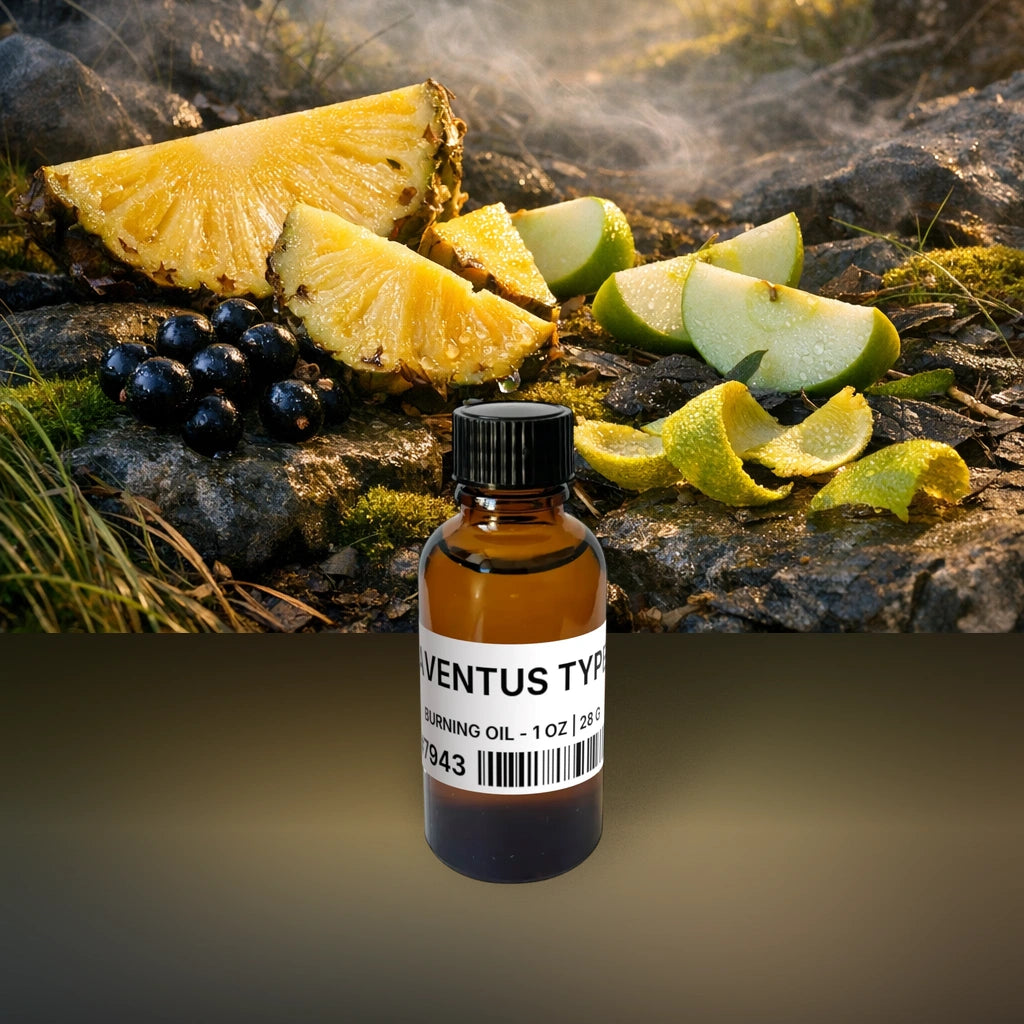 Aventus Type Burning Oil - 1 oz | 28 g fragrance bottle image with atmospheric background for Burning Oil. Premium lifestyle product photo for fragrance listing.