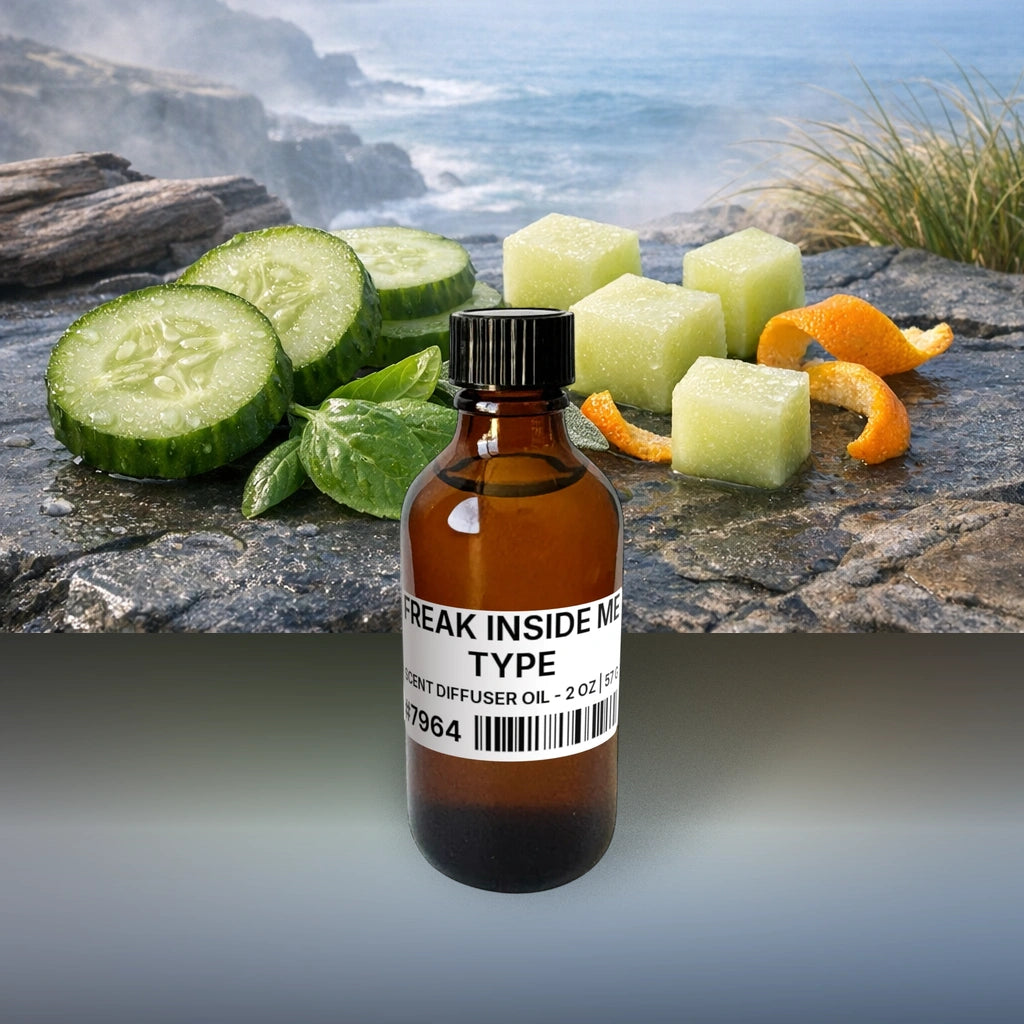 Freak Inside Me Type Scent Diffuser Oil - 2 oz | 57 g fragrance bottle image with atmospheric background for Scent Diffuser Oil. Premium lifestyle product photo for fragrance listing.