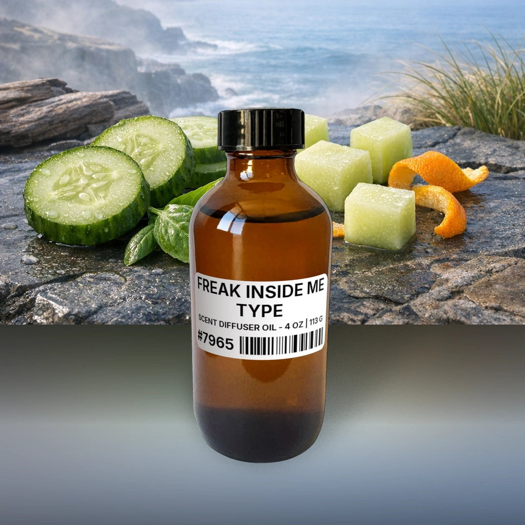Freak Inside Me Type Scent Diffuser Oil - 4 oz | 113 g fragrance bottle image with atmospheric background for Scent Diffuser Oil. Premium lifestyle product photo for fragrance listing.