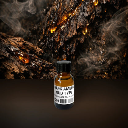 Dark Amber Oud Type Pure Fragrance Oil - 0.5 oz | 14 g fragrance bottle image with atmospheric background for Pure Fragrance Oil. Premium lifestyle product photo for fragrance listing.