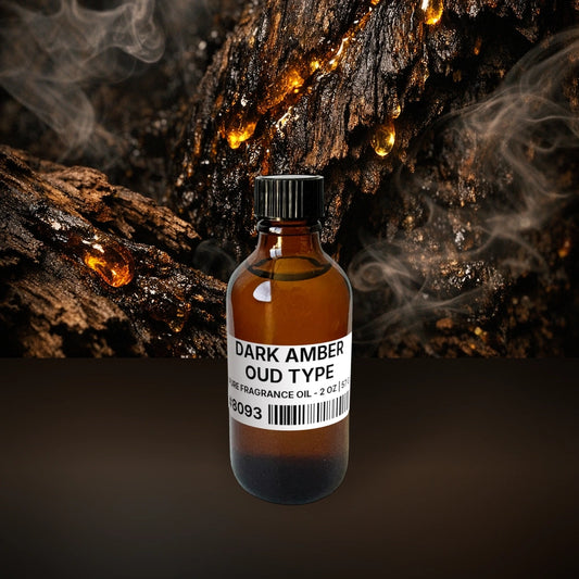 Dark Amber Oud Type Pure Fragrance Oil - 2 oz | 57 g fragrance bottle image with atmospheric background for Pure Fragrance Oil. Premium lifestyle product photo for fragrance listing.