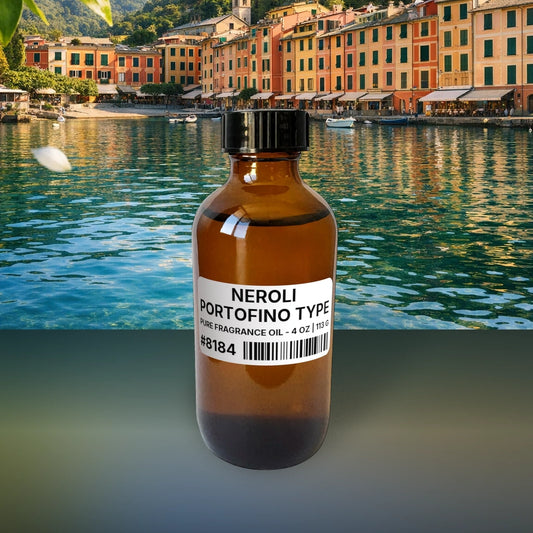 Neroli Portofino Type Pure Fragrance Oil - 4 oz | 113 g fragrance bottle image with atmospheric background for Pure Fragrance Oil. Premium lifestyle product photo for fragrance listing.