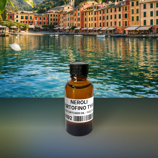 Neroli Portofino Type Scent Diffuser Oil - 1 oz | 28 g fragrance bottle image with atmospheric background for Scent Diffuser Oil. Premium lifestyle product photo for fragrance listing.