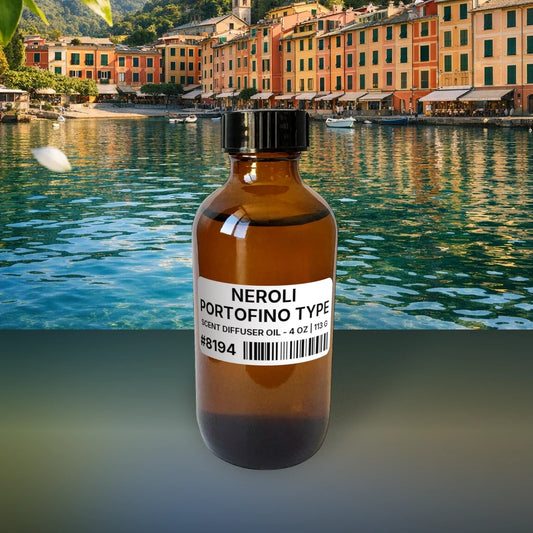 Neroli Portofino Type Scent Diffuser Oil - 4 oz | 113 g fragrance bottle image with atmospheric background for Scent Diffuser Oil. Premium lifestyle product photo for fragrance listing.