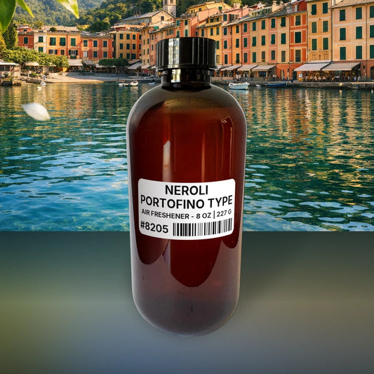 Neroli Portofino Type Air Freshener - 8 oz | 227 g fragrance bottle image with atmospheric background for Air Freshener. Premium lifestyle product photo for fragrance listing.