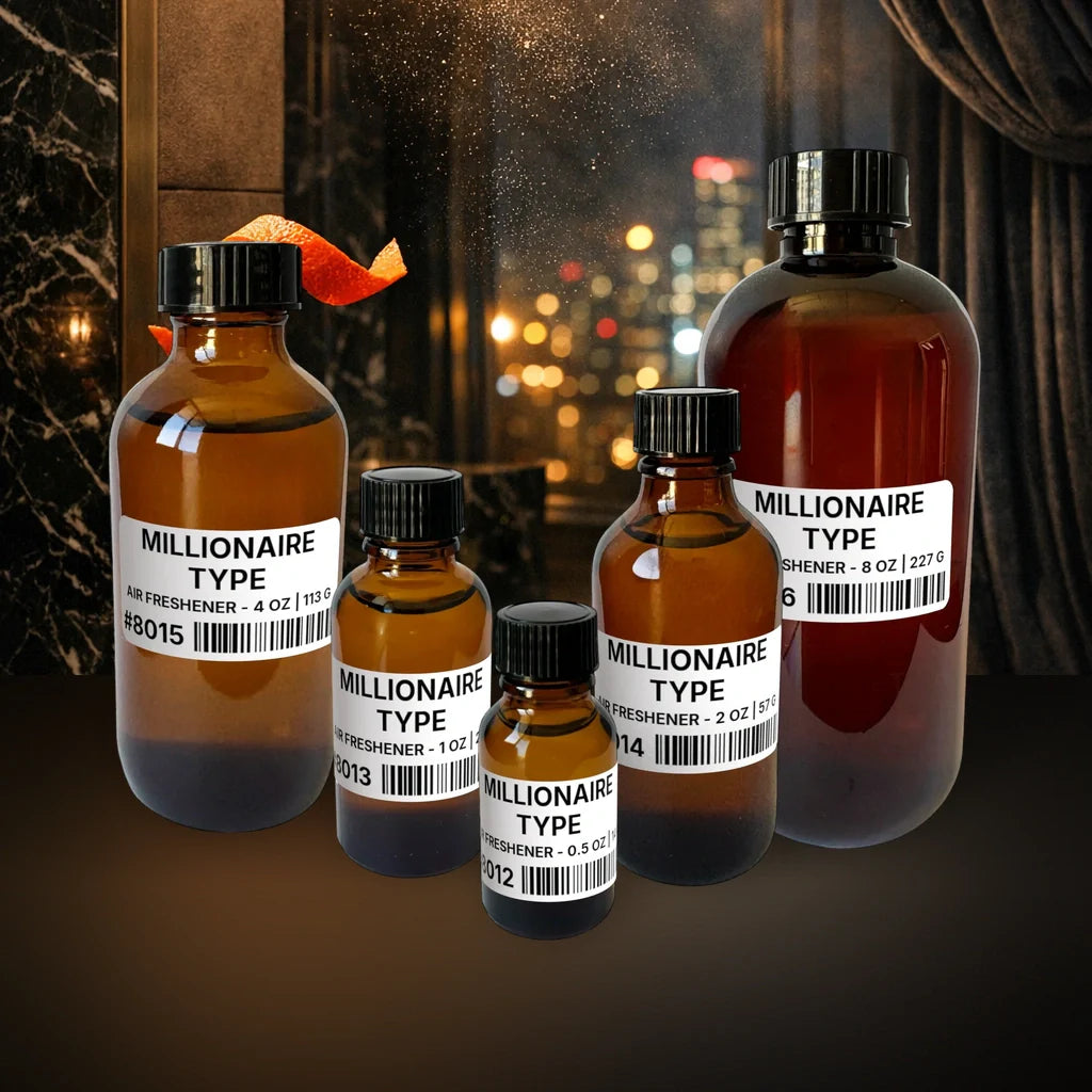 Millionaire Type Air Freshener - 2 lb | 907 g fragrance bottle image with atmospheric background for Air Freshener. Premium lifestyle product photo for fragrance listing.