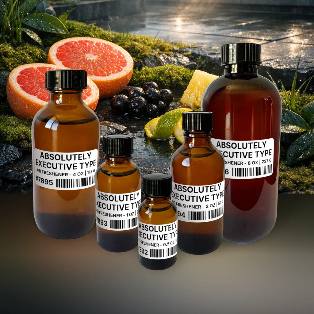 Absolutely Executive Type Air Freshener - 40 lb | 18.14 kg fragrance bottle image with atmospheric background for Air Freshener. Premium lifestyle product photo for fragrance listing.