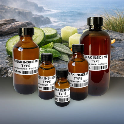 Freak Inside Me Type Air Freshener - 1 lb | 454 g fragrance bottle image with atmospheric background for Air Freshener. Premium lifestyle product photo for fragrance listing.