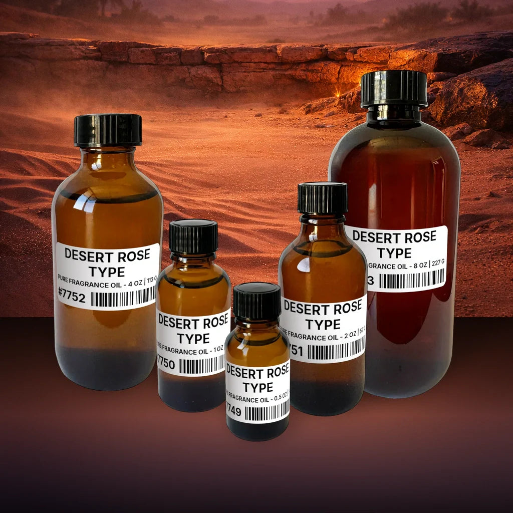 Desert Rose Type Pure Fragrance Oil - 2 lb | 907 g fragrance bottle image with atmospheric background for Pure Fragrance Oil. Premium lifestyle product photo for fragrance listing.
