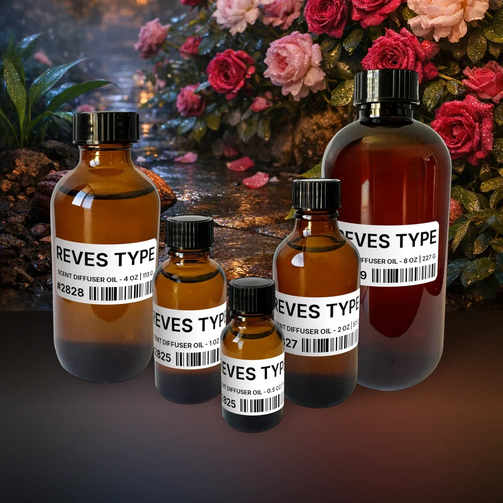 Reves Type Scent Diffuser Oil - 2 lb | 907 g fragrance bottle image with atmospheric background for Scent Diffuser Oil. Premium lifestyle product photo for fragrance listing.
