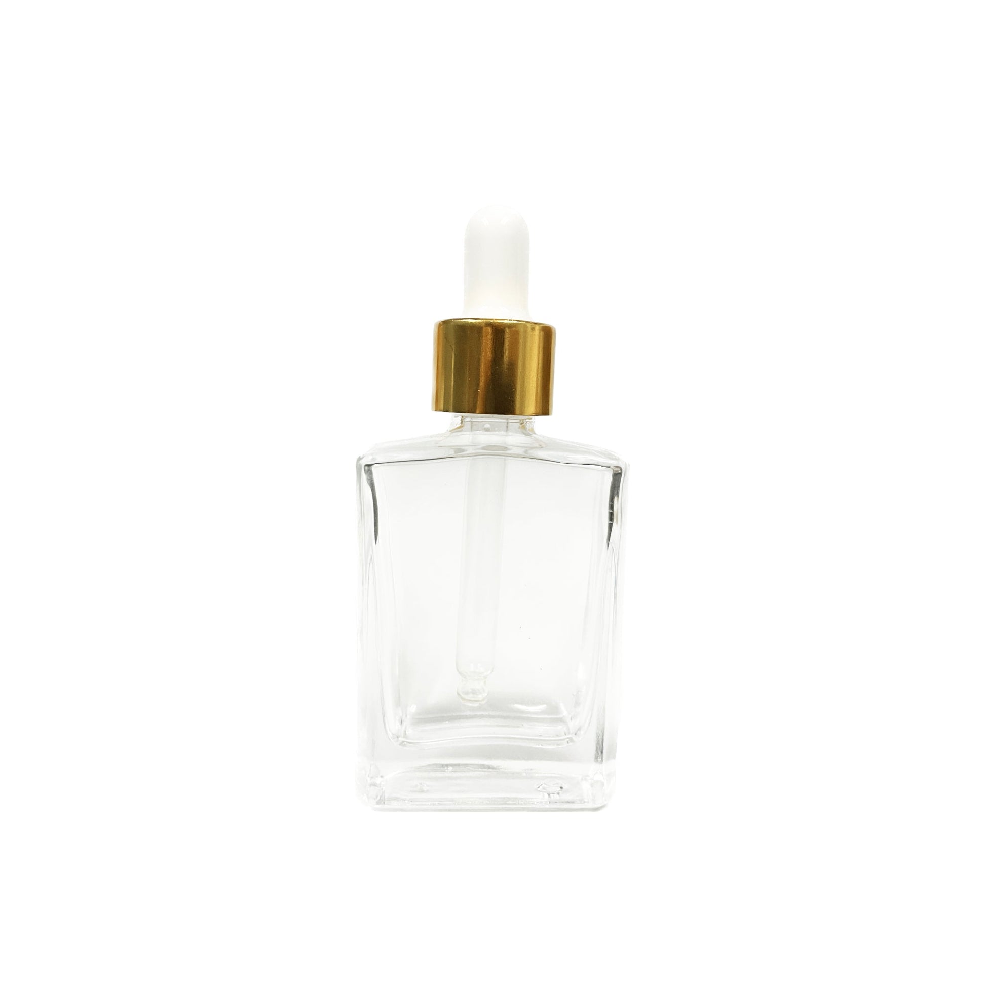 30 ml Clear Glass Serum Bottle with Gold Dropper - World of Aromas