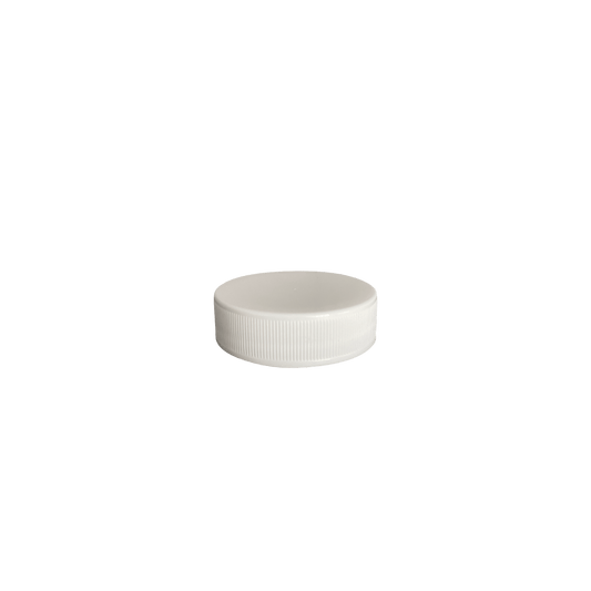 White PP Plastic 38-400 Ribbed Skirt Lined Lid