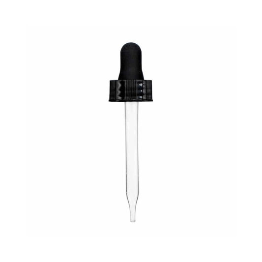 (1 oz) Black 20-400 Dropper with 76mm Glass Pipette