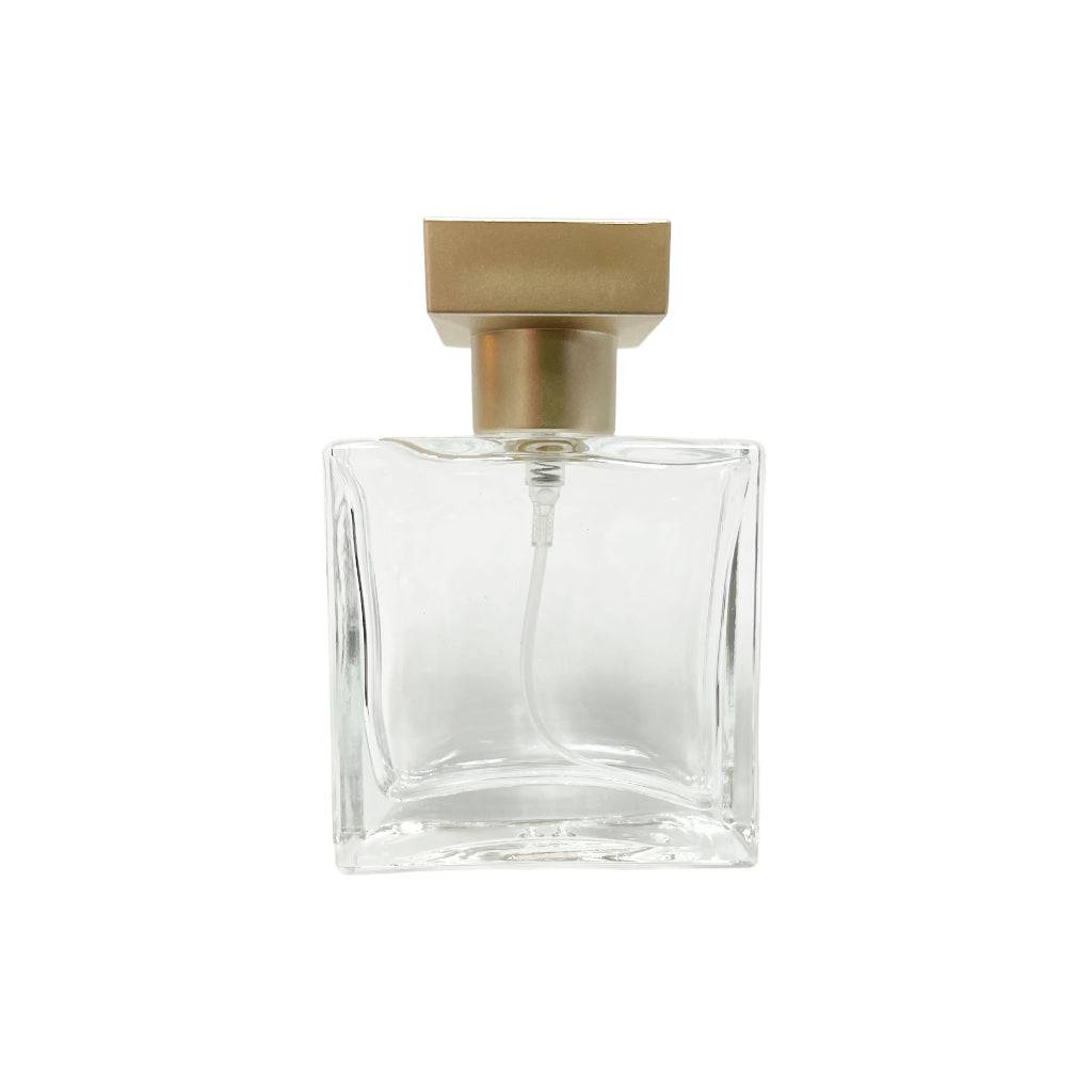 30 ml Clear Glass Square Perfume Bottle with Metal Square Cap