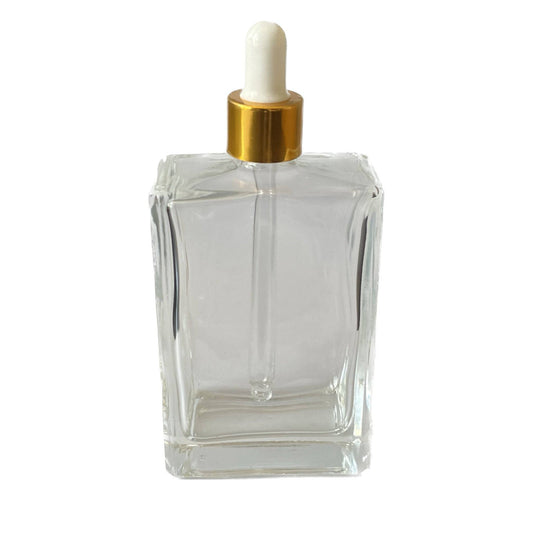 100 ml Clear Glass Serum Bottle with Gold Dropper