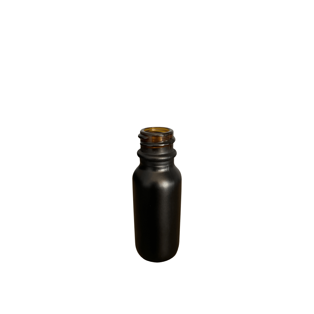 0.5 oz (15 ml) Black (Matte) Glass Boston Round 18-400 Bottle