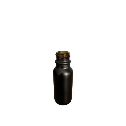 0.5 oz (15 ml) Black (Matte) Glass Boston Round 18-400 Bottle