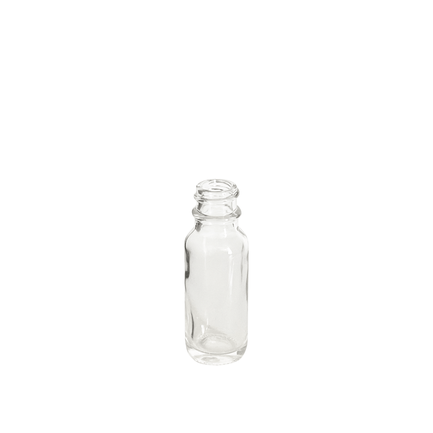 0.5 oz (15 ml) Clear Glass Boston Round 18-400 Bottle