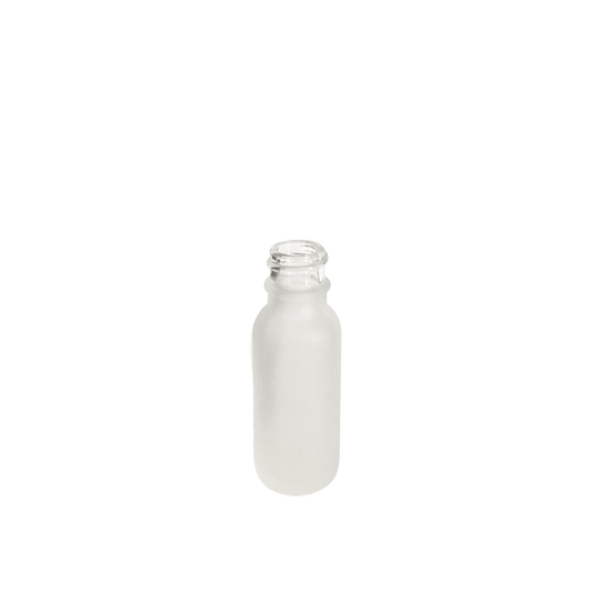 0.5 oz (15 ml) Frosted Clear Glass Boston Round 18-400 Bottle