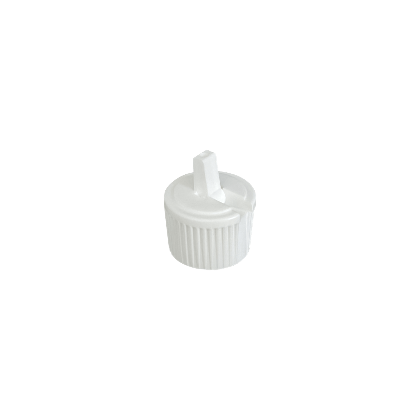 White PE 24-410 Ribbed Skirt Flip Top Dispensing Cap