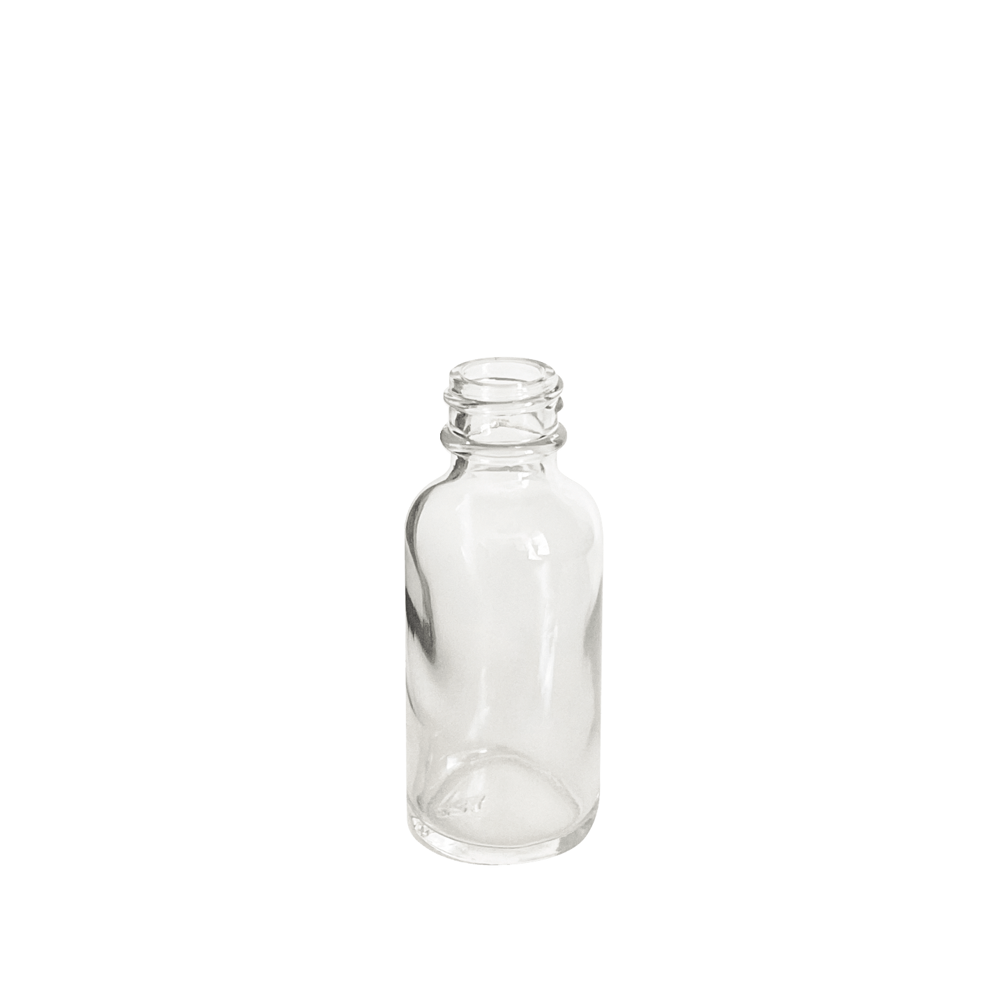 1 oz (30 ml) Clear Glass Boston Round 20-400 Bottle