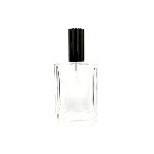 1.7 oz (50 ml) Clear Glass Rectangular Perfume Bottle With Black Lipstick Sprayer