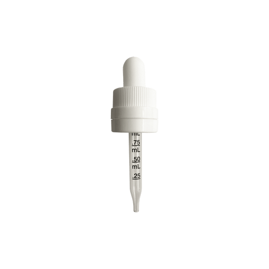 (15 ml) White CRC/TE 18 DIN (18-410) Dropper with 65mm Graduated Glass Pipette