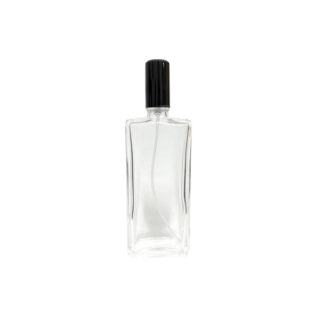 1.7 oz (50 ml) Clear Glass Rectangular Black Cap Perfume Bottle