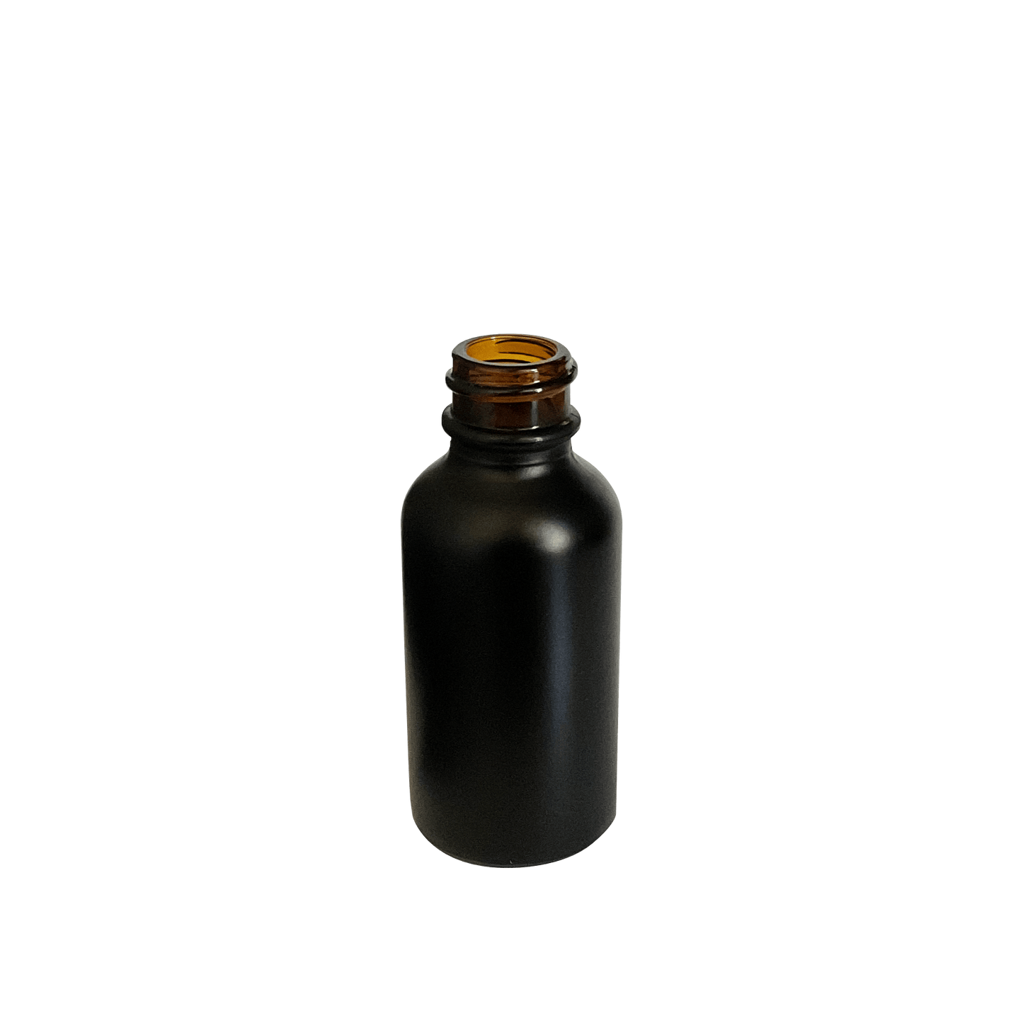 1 oz (30 ml) Matte Black Glass Boston Round 20-400 Bottle