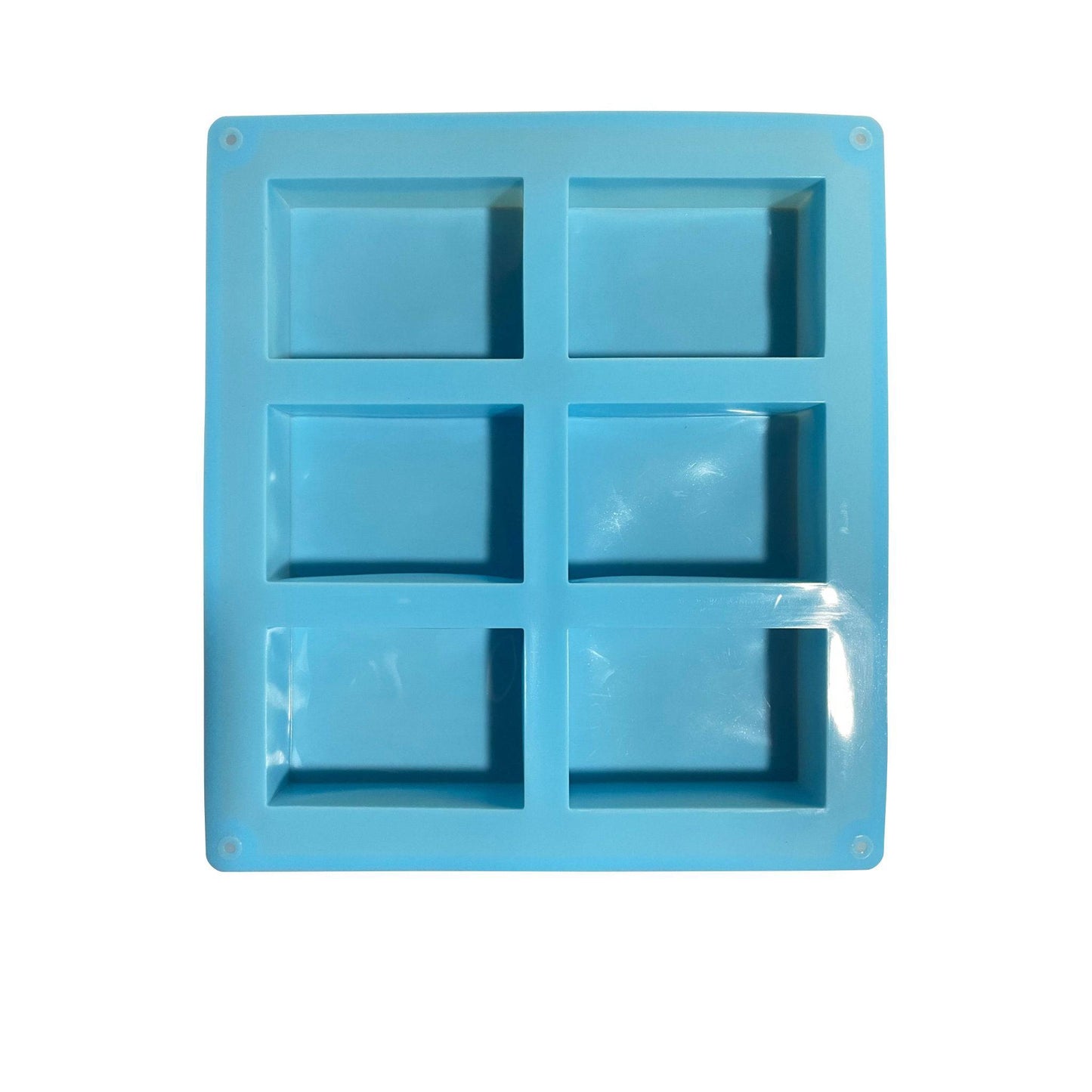 Blue Rectangular 6-Cavity Silicone Soap Mold