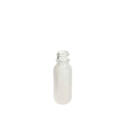 0.5 oz (15 ml) Frosted Clear Glass Boston Round 18-400 Bottle