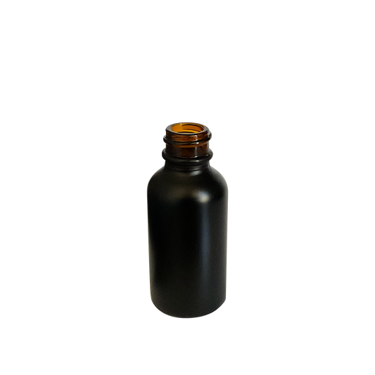 1 oz (30 ml) Matte Black Glass Boston Round 20-400 Bottle