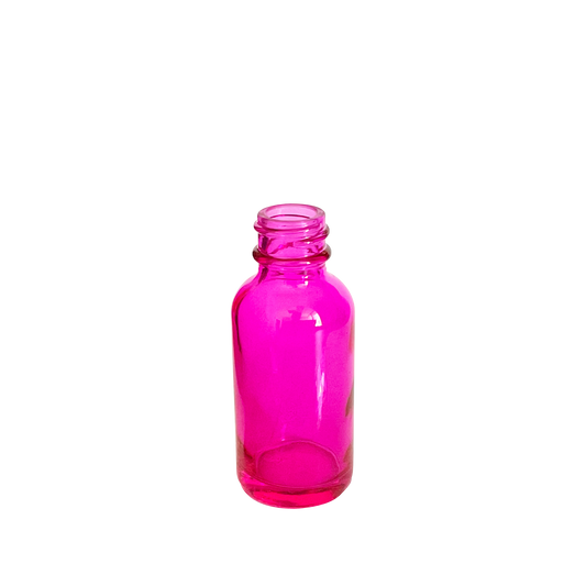 1 oz (30 ml) Pink Glass Boston Round 20-400 Bottle