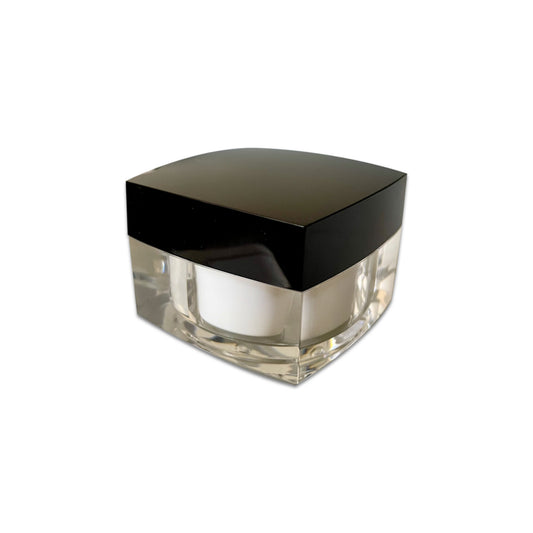 1 oz (30 ml) Clear Acrylic Square Double Wall Jar with Black Lid