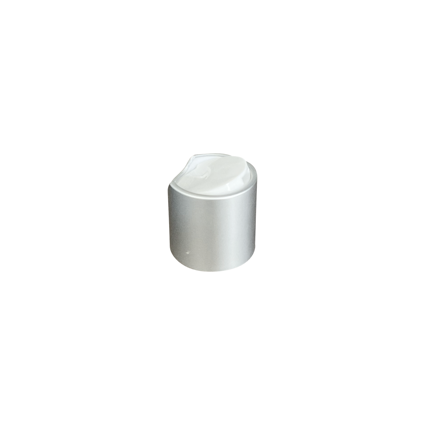 Silver Brushed Aluminum White PP 24-410 Smooth Skirt Disc Dispensing Cap