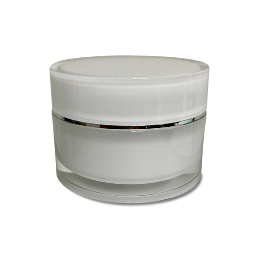 2 oz White Acrylic Double Wall Jar with Lid