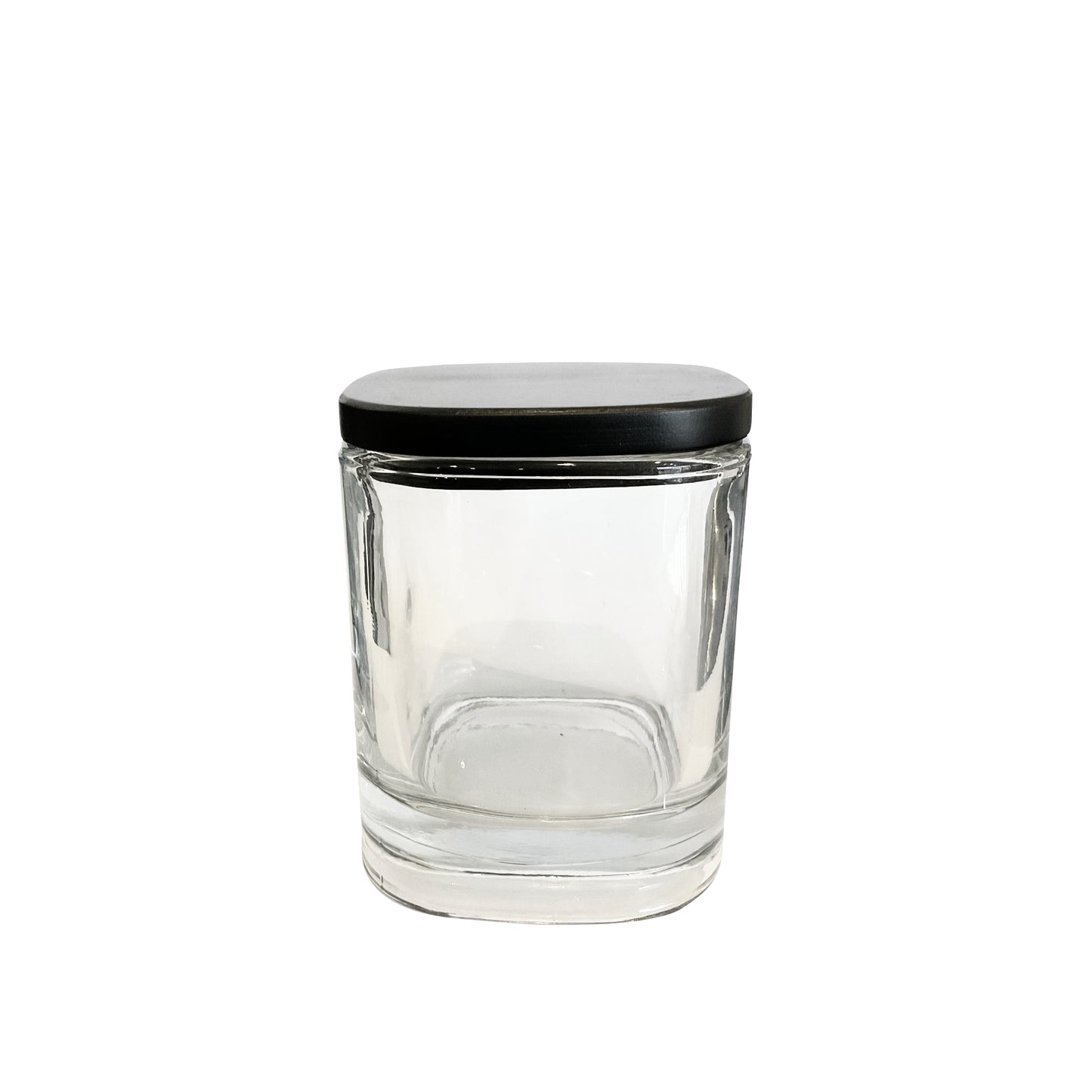 8 oz (240 ml) Clear Glass Square Candle Jar with Black Wooden Top