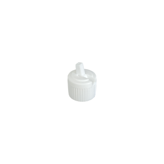 White PE 20-410 Ribbed Skirt Flip Top Dispensing Cap