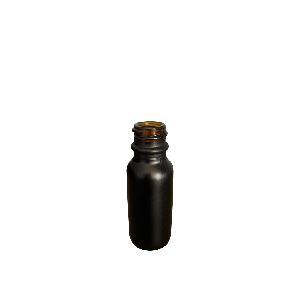 1/2 oz (15 ml) Black (Matte) Glass Boston Round 18-400 Bottle
